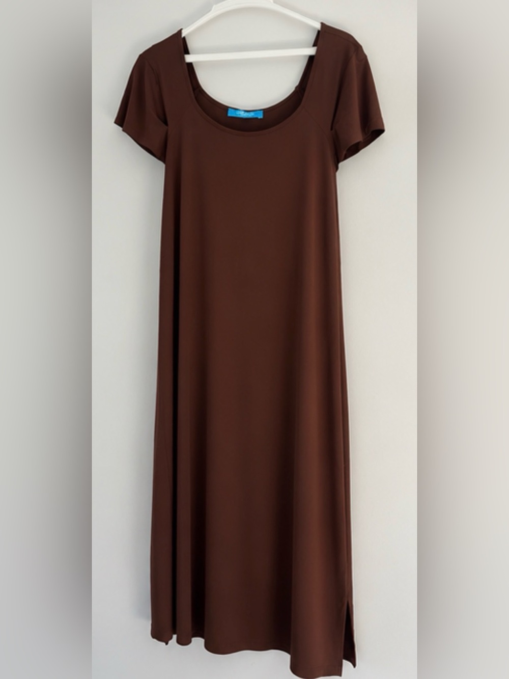 MADE IN ITALY Classic Brown Maxi Skirt Dress with Scoop Neck